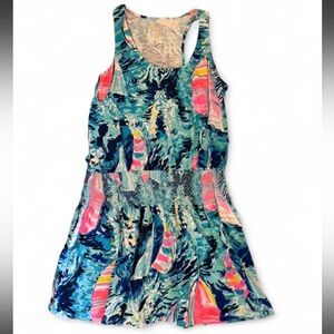 Lilly Pulitzer M Sleeveless Tropical Print Dress Coverup EUC